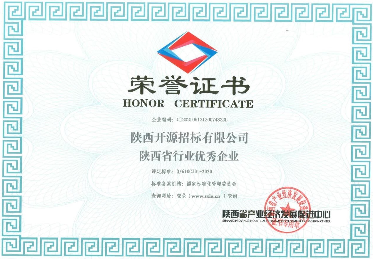 陜西省行業(yè)優(yōu)秀企業(yè)(圖1)